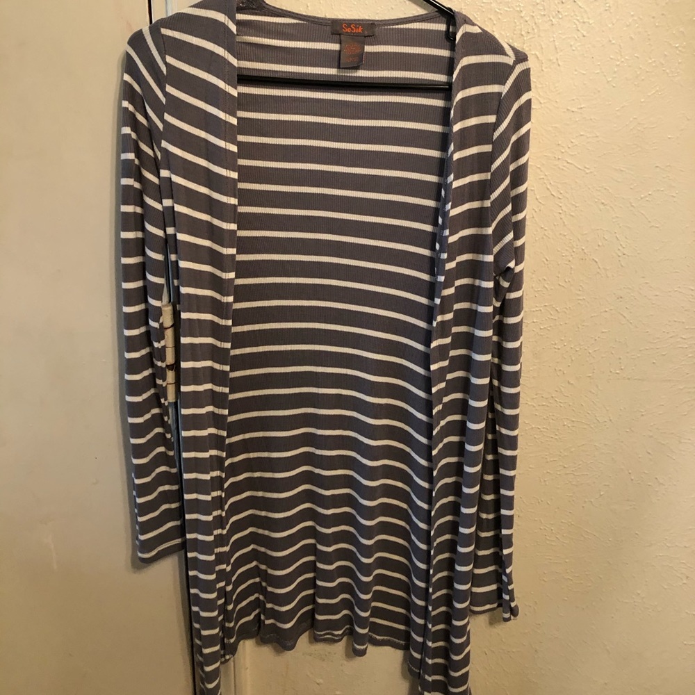 Grey&White Blazer with Stripes- Size Small